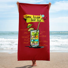 Load image into Gallery viewer, Woman holding carmine red long island iced tea beach towel