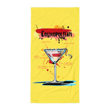 Load image into Gallery viewer, Yellow cosmopolitan beach towel with white background