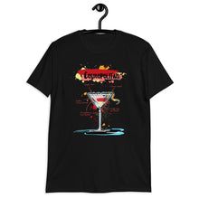 Load image into Gallery viewer, Black cosmopolitan cocktail t-shirt hanging on a hanger