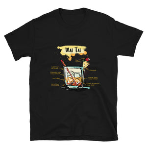 Black t-shirt for men with Mai Tai sketched on it