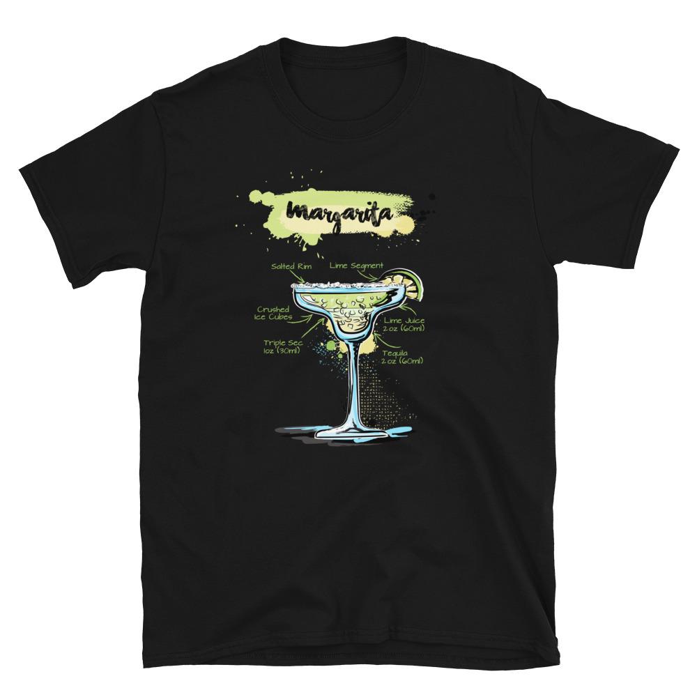 Black t-shirt for men with Margarita sketched on it