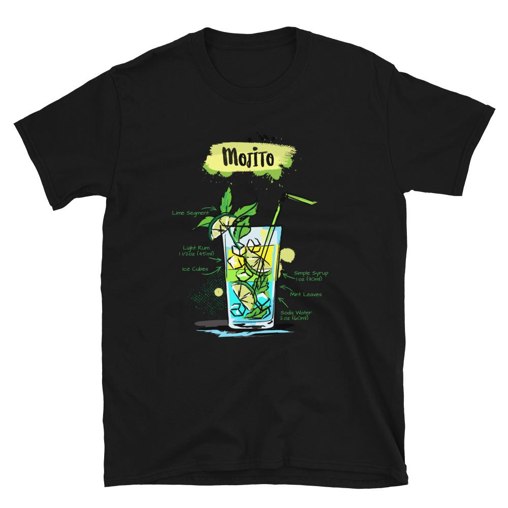 Black t-shirt for men with Mojito sketched on it