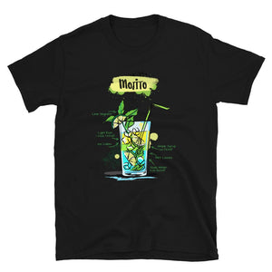 Black t-shirt for women with Mojito sketched on it