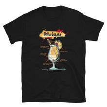 Load image into Gallery viewer, Black t-shirt for men with Pina Colada sketched on it
