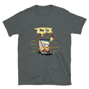 Dark heather t-shirt for men with Mai Tai sketched on it