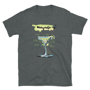 Dark heather t-shirt for men with Margarita sketched on it