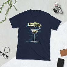 Load image into Gallery viewer, Navy blue shirt for men with a dirty martini pictured on it between stuff