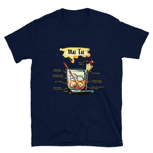 Navy blue t-shirt for men with Mai Tai sketched on it
