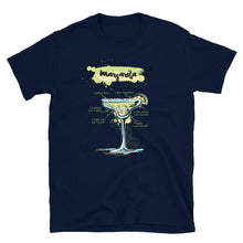 Load image into Gallery viewer, Navy blue t-shirt for women with Margarita sketched on it