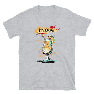 Sport grey t-shirt for men with Pina Colada sketched on it