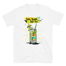 Load image into Gallery viewer, White t-shirt for men with the long island iced tea sketched on it