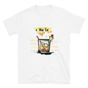 White t-shirt for men with Mai Tai sketched on it