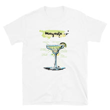 Load image into Gallery viewer, White t-shirt for men with Margarita sketched on it