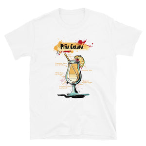 White t-shirt for men with Pina Colada sketched on it