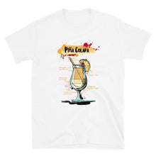 Load image into Gallery viewer, White t-shirt for women with Pina Colada sketched on it