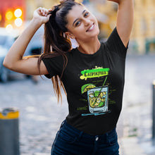 Load image into Gallery viewer, Smiling woman wearing our women Caipirinha cocktail t-shirt